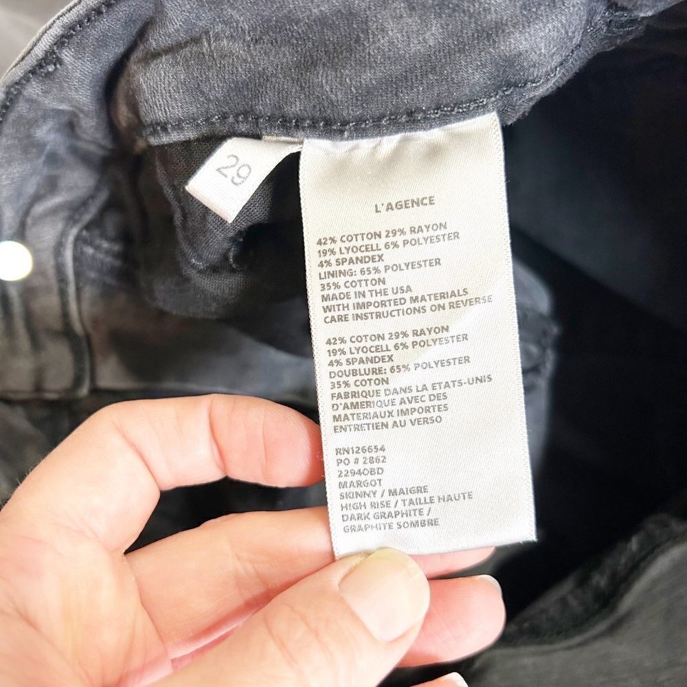 L’Agence Margot High Rise Skinny Jeans Size 29 Dark Graphite Charcoal Blac - Picture 9 of 13